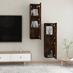 Maison Chic Lot de 2 Meubles TV muraux Banc TV suspendus pour salon Chêne fumé 30,5x30x110 cm -MN39748 pas cher