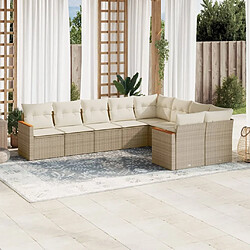 Maison Chic Salon de jardin avec coussins 9 pcs, Ensemble Tables et chaises de jardin, beige résine tressée -GKD705186