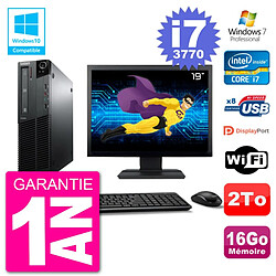 PC Lenovo M82 SFF Ecran 19" i7-3770 RAM 16Go Disque 2To Graveur DVD Wifi W7 · Occasion 