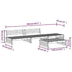 Acheter vidaXL Salon de jardin 4 pcs gris bois massif de pin