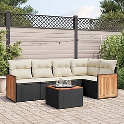 Maison Chic Ensemble Tables et chaises d'extérieur 6pcs avec coussins,Salon de jardin noir résine tressée -GKD105408