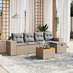 vidaXL Salon de jardin avec coussins 6pcs mélange beige résine tressée 