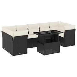 vidaXL Salon de jardin 8 pcs avec coussins noir résine tressée