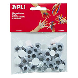 APLI Lot de 100 yeux mobiles autocollants Différentes tailles