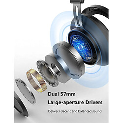 Universal Casque sans fil BT5 et casque Bluetooth stéréo filaire avec microphone intégré, adapté à l'ordinateur portable du téléphone mobile TV pour ordinateur portable et travail