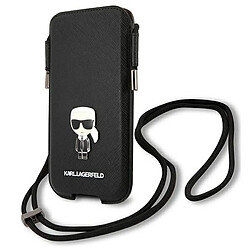 karl lagerfeld torebka klhcp12lophkmk 6,7" noir coque dur saffiano ikonik kar`s 