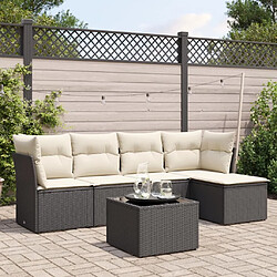 Maison Chic Salon de jardin 6 pcs avec coussins | Ensemble de Table et chaises | Mobilier d'Extérieur noir résine tressée -GKD79720