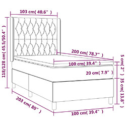 vidaXL Sommier à lattes de lit et matelas Gris clair 100x200cm Velours pas cher