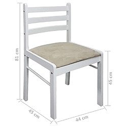 vidaXL Chaises à manger lot de 2 blanc hévéa solide et velours pas cher