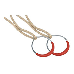 Kbt Anneaux de gymnastique en métal avec corde (Lot de 2) Cordes en chanvre synthétique.