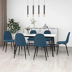 vidaXL Chaises à manger lot de 6 bleu velours