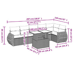 vidaXL Salon de jardin avec coussins 7 pcs beige résine tressée pas cher