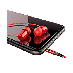 LUUCOZK Écouteurs intra-auriculaires filaires universels de 3,5 mm avec micro pour téléphone et tablette - Rouge