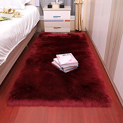 LUUCOZK Tapis moelleux en fausse fourrure, tapis à poils longs pour chambre à coucher, salon - rouge vin-60 x 90 rectangulaireforme