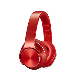 General Casque Bluetooth, casque Bluetooth autour du cou avec microphone antibruit, cache-oreilles doux et poids léger, basse stéréo, pour musique, conférence, vidéo, appel.(rouge) 