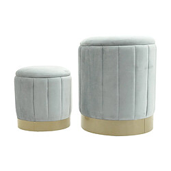 Mobili Rebecca Pouf avec rangement Rebecca Mobili Avelos 44x35,5x35,5 Tissu Polyester Acier Gris Jaune Moderne ENSEMBLE 2 pcs 