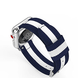 Avis Shot Bracelet Nylon 38/40mm pour IWATCH Serie APPLE Confortable Sport Tissu (BLEU/BLANC)