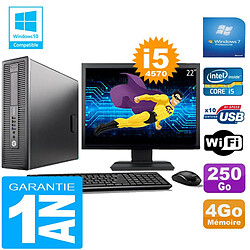 PC HP EliteDesk 800 G1 SFF Core I5-4570 4Go Disque 250 Go Wifi W7 Ecran 22" - Occasion