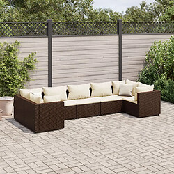 vidaXL Salon de jardin avec coussins 7 pcs marron résine tressée 