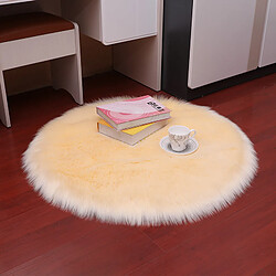 LUUCOZK Tapis moelleux en fausse fourrure Tapis à poils longs pour chambre à coucher SalonChambre-Beige-90cm de diamètre (rond)