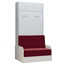 Inside 75 Armoire lit escamotable DYNAMO SOFA canapé accoudoirs blanc tissu rouge 90*200 cm