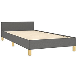 Maison Chic Cadre/structure de lit avec tête de lit pour adulte - Lit Moderne Chambre Gris foncé 80x200 cm Tissu -MN14491 pas cher