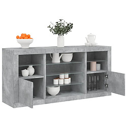 Maison Chic Commode Buffet - Meuble de rangement avec lumières LED gris béton 142,5x37x67 cm -GKD19630