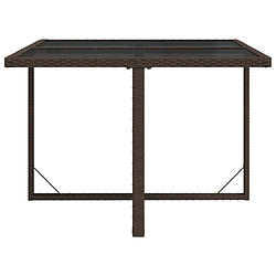 Avis vidaXL Table de jardin Marron 109x107x74 cm Résine tressée et verre