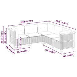 vidaXL Salon de jardin 5 pcs avec coussins noir résine tressée pas cher