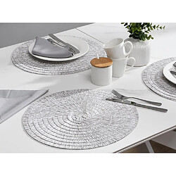 Vente-Unique Lot de 6 sets de table ronds en papier tressé - Gris et blanc - FYLAT