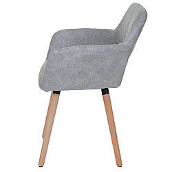 Avis Decoshop26 Chaise de salle à manger bureau visiteur sans roulette design rétro en tissu gris pied en bois clair 04_0002154