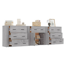 Avis vidaXL Buffets 3 pcs Sonoma gris Bois d'ingénierie