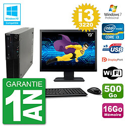 PC Lenovo M82 SFF Ecran 19" i3-3220 RAM 16Go Disque 500Go Graveur DVD Wifi W7 - Occasion