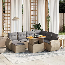 vidaXL Salon de jardin avec coussins 8 pcs beige résine tressée 