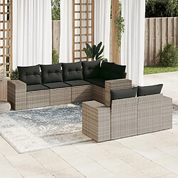 vidaXL Salon de jardin avec coussins 7 pcs gris clair résine tressée 