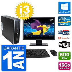 PC HP 8300 SFF Ecran 27" Intel i3-3220 RAM 16Go Disque 500Go Windows 10 Wifi · Occasion 