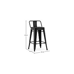 Acheter ICONIK INTERIOR Lot de 4 tabourets de bar avec dossier - Design industriel - 60cm - Nouvelle édition - Stylix Noir