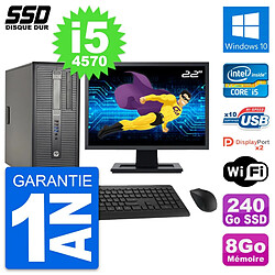 PC Tour HP ProDesk 600 G1 Ecran 22" i5-4570 RAM 8Go SSD 240Go Windows 10 Wifi · Occasion 