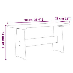 vidaXL Table à manger et banc REINE marron miel blanc bois pin solide pas cher