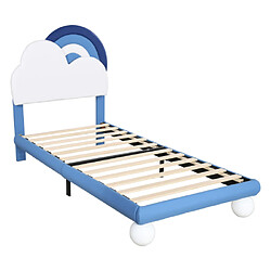 ComfortXL Lit Avec Sommier À Lattes Et Tête De Lit, Matelas Non Inclus, Bleu 