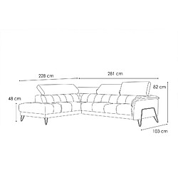 Acheter Courtois Laville Canapé d'angle gauche Roden 5 places tissu vert