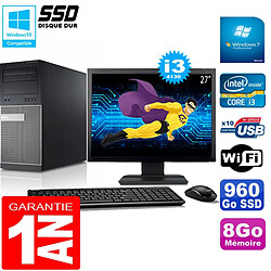 PC Tour DELL 9020 Core I3-4130 Ram 8Go Disque 960 Go SSD Wifi W7 Ecran 27" · Occasion 