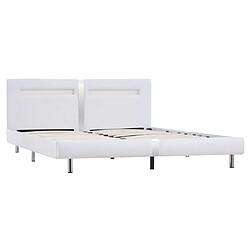 Avis Maison Chic Lit adulte - Cadre de lit avec LED,Structure du lit Contemporain Blanc Similicuir 180 x 200 cm -MN77665