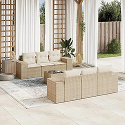 Maison Chic Salon de jardin avec coussins 7 pcs, Ensemble Tables et chaises de jardin, beige résine tressée -GKD237886