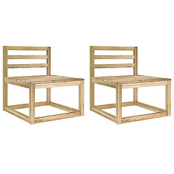 Maison Chic Lot de 2 Canapés centraux palette de jardin | Canapé d'extérieur | Fauteuil terrasse Pin imprégné de vert -MN63353