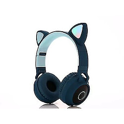 Universal Casque oreille chat casque pliable enfant bluetooth 5.0 (bleu et vert)