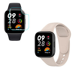 Bracelet SmoothSilicone Kit + Film d'hydrogel Phonecare pour Xiaomi Redmi Watch 3 - Crème 