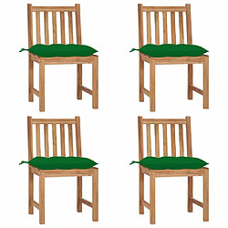 Maison Chic Lot de 4 Chaises de jardin,Fauteuil d'extérieur avec coussins Bois de teck massif -MN99236