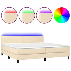 vidaXL Sommier à lattes de lit et matelas et LED Crème 200x200cm Tissu