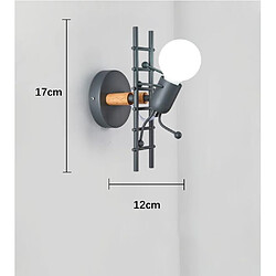 Acheter Universal Applique LED méchant en fer forgé rétro, 220V E27 sans ampoule, lampe d'escalade industrielle, applique pour chambre d'enfant, gris(Le noir)